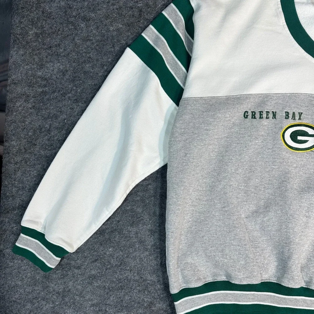 Vintage Dynasty Legends Green‎ Bay Packers V Neck Sweatshirt USA Made Mens Large